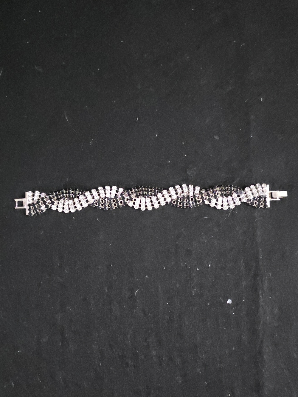 Crystal Wave Bracelet — Black & Silver Women's Jewelry